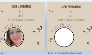 Elternabend Einladung Vorlage: Ein Beispiel mit Foto und eine leere Vorlage zum Selbstgestalten.