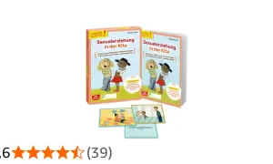 Materialien für Sexualerziehung in der Kita: Bücher und Karten mit kindgerechten Illustrationen und praxisnahen Inhalten.