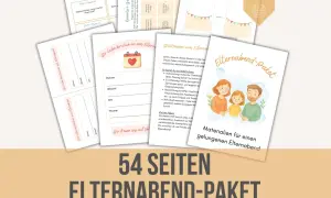 Materialien für einen gelungenen Elternabend: Ideen für Gespräche, Kennenlern-Bingo und Einladungen. Dieses Paket bietet 54 Seiten zum Ausdrucken.