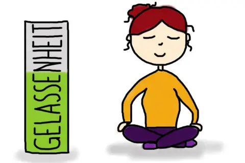 Ein Kind meditiert, um Gelassenheit zu finden. Vier Kinder könnten diesen Zustand erreichen.
