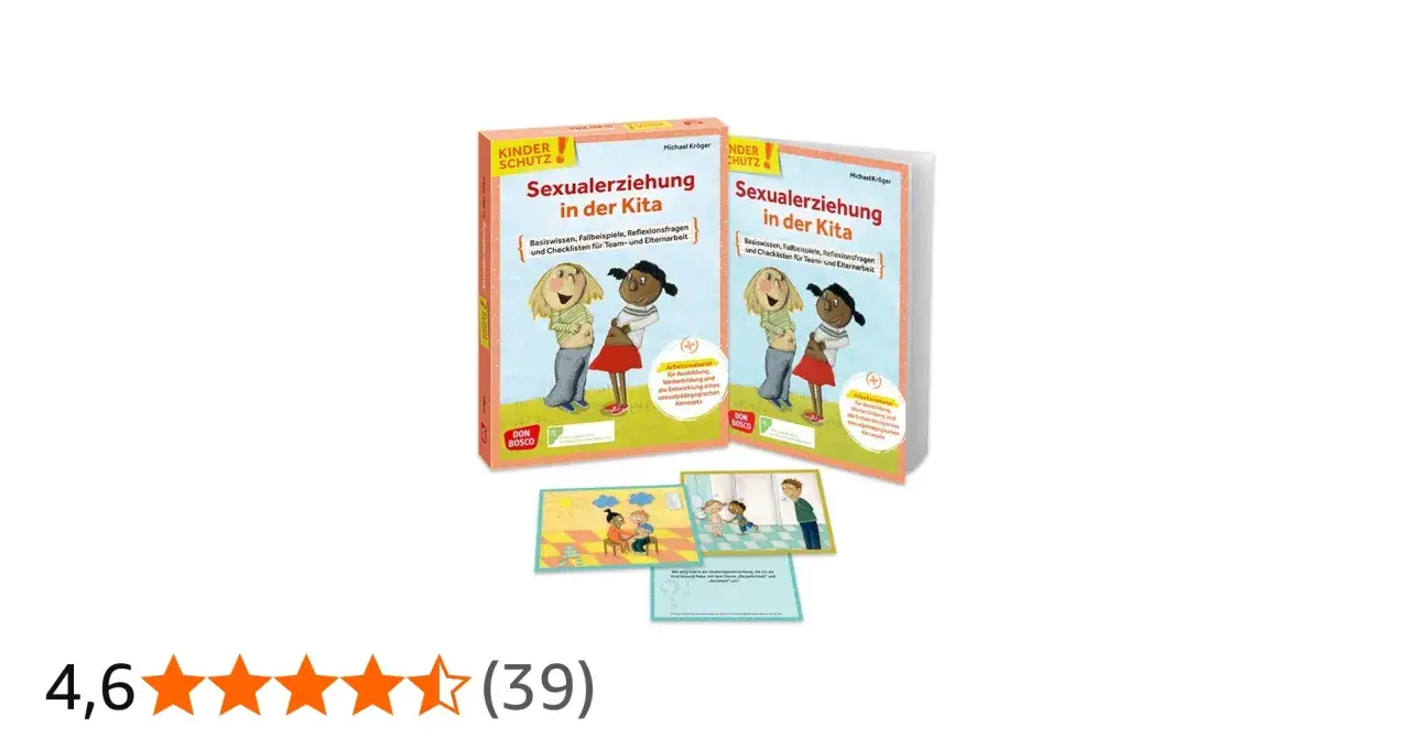 Materialien für Sexualerziehung in der Kita: Bücher und Karten mit kindgerechten Illustrationen und praxisnahen Inhalten.