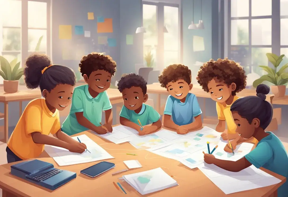 Kinder lernen gemeinsam, was die sozialkompetenz definition ausmacht: Teamwork, Kommunikation und gegenseitige Unterstützung.